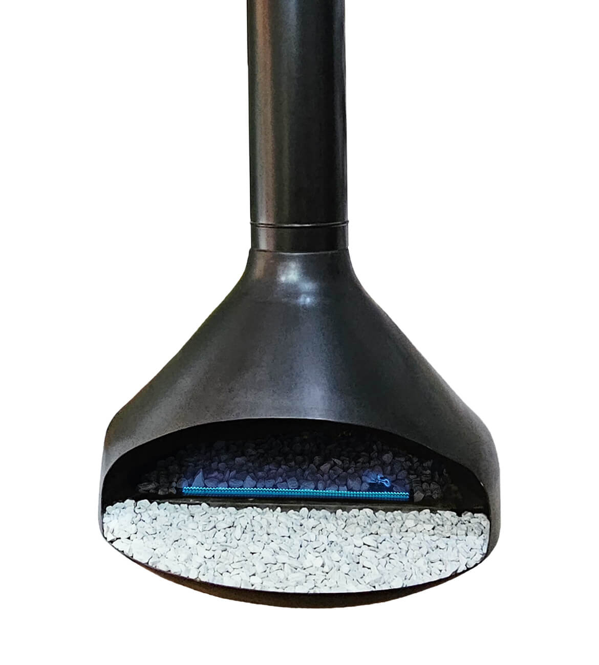 Chimenea colgante Astral en ambiente contemporáneo - Diseño bogotano premium