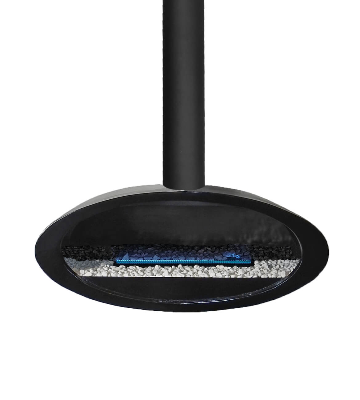 Chimenea Elipse como centro decorativo en espacio minimalista - Diseño bogotano de alta gama