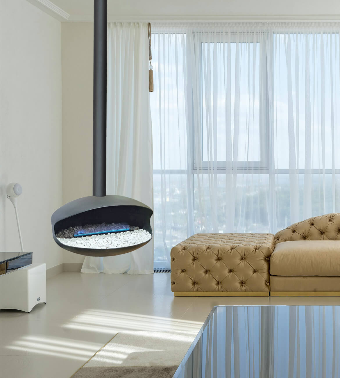 Chimenea Mini Ovni en espacio moderno - Diseño compacto bogotano