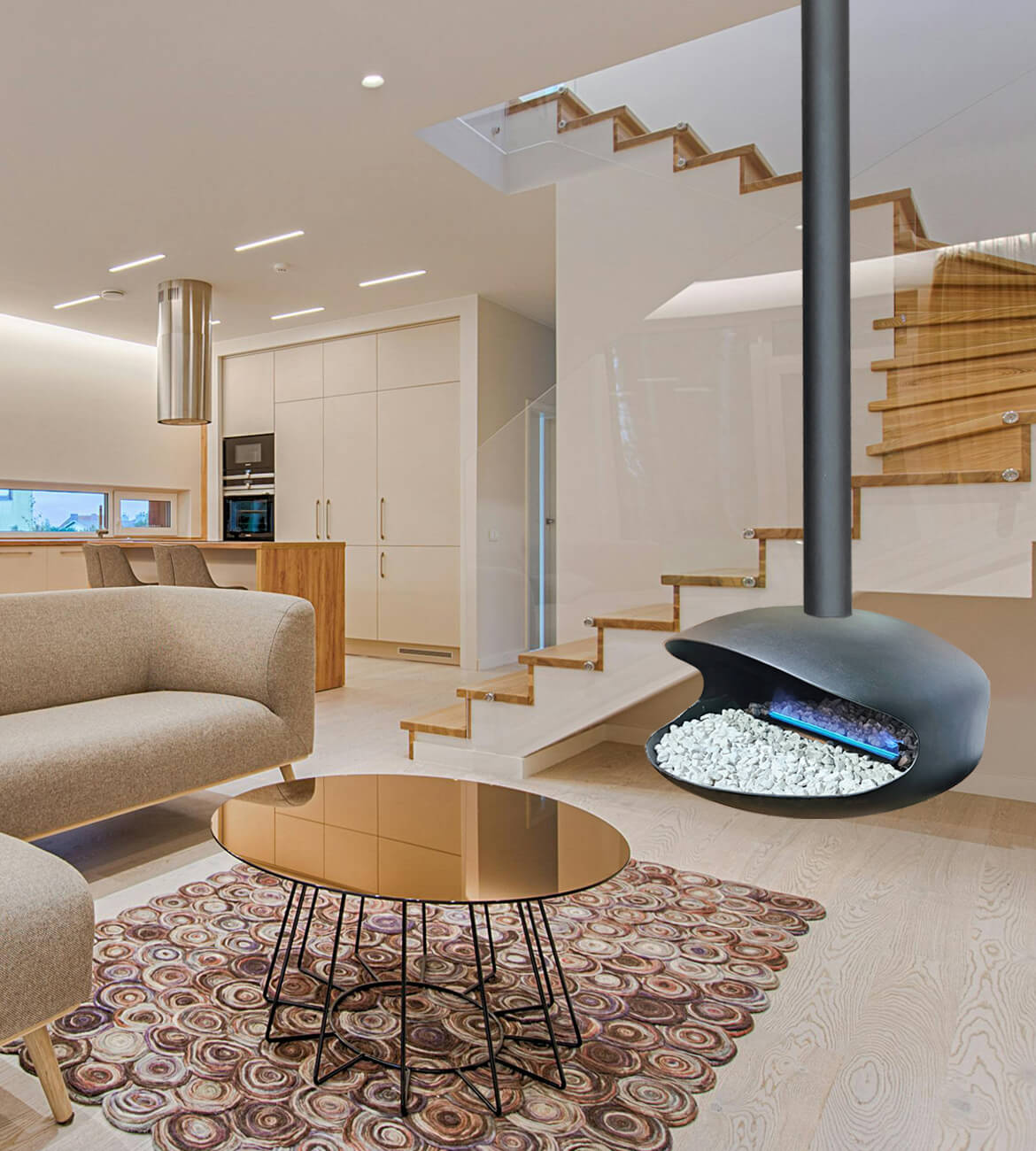 Chimenea Mini Ovni en espacio moderno - Diseño compacto bogotano