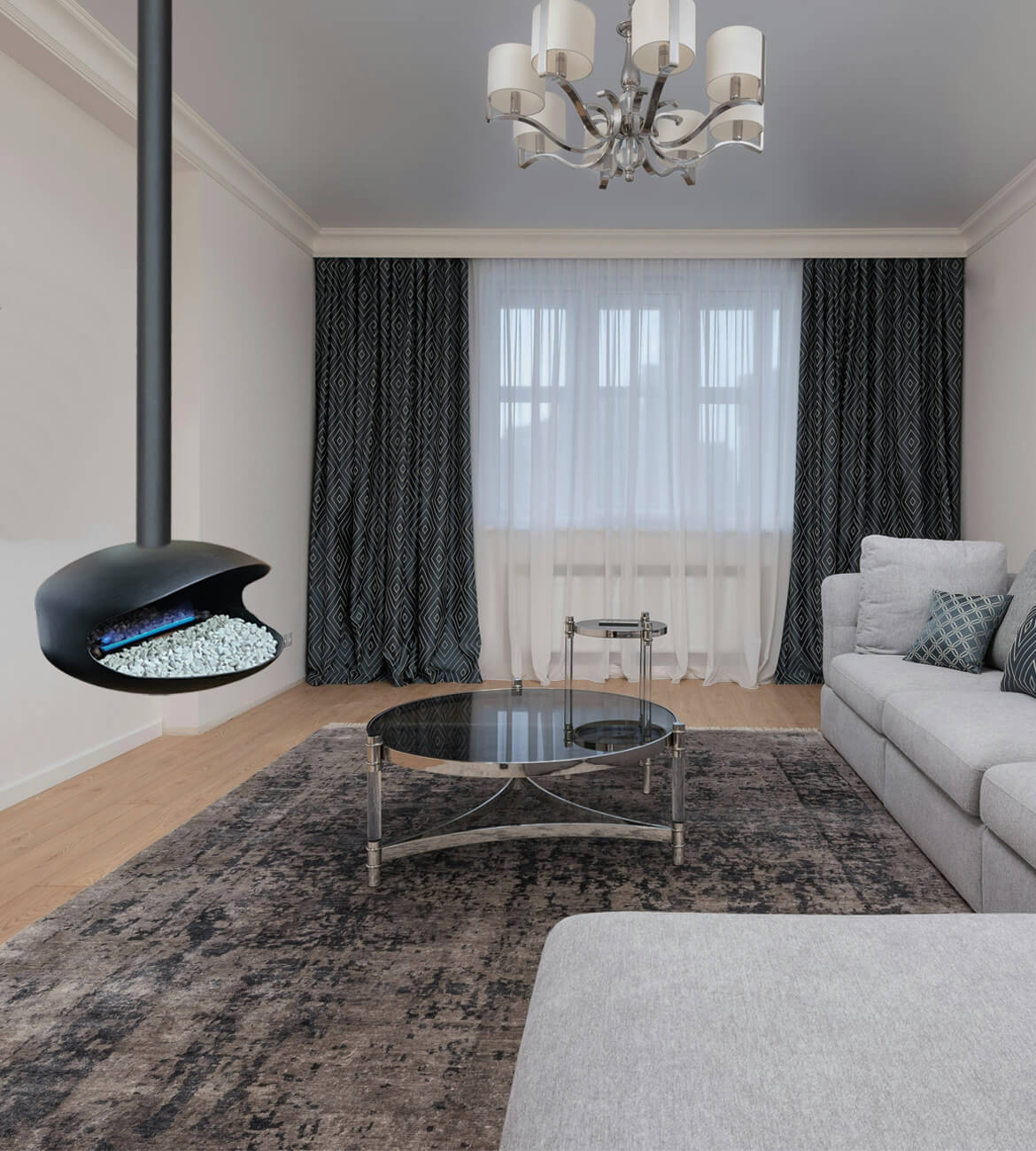 Chimenea Mini Ovni en espacio moderno - Diseño compacto bogotano