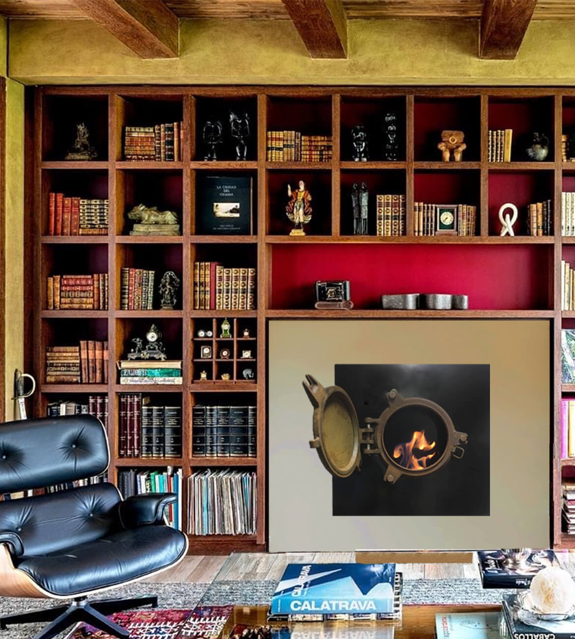 Chimenea Náutica en sala moderna - Diseño arquitectónico bogotano