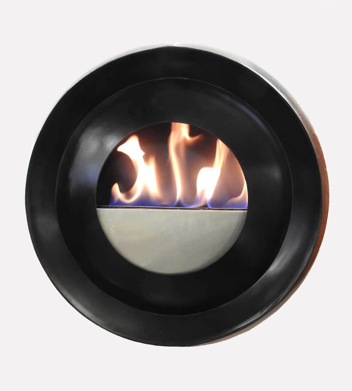 Chimenea Ojo de Fuego en sala moderna - Diseño escultórico bogotano