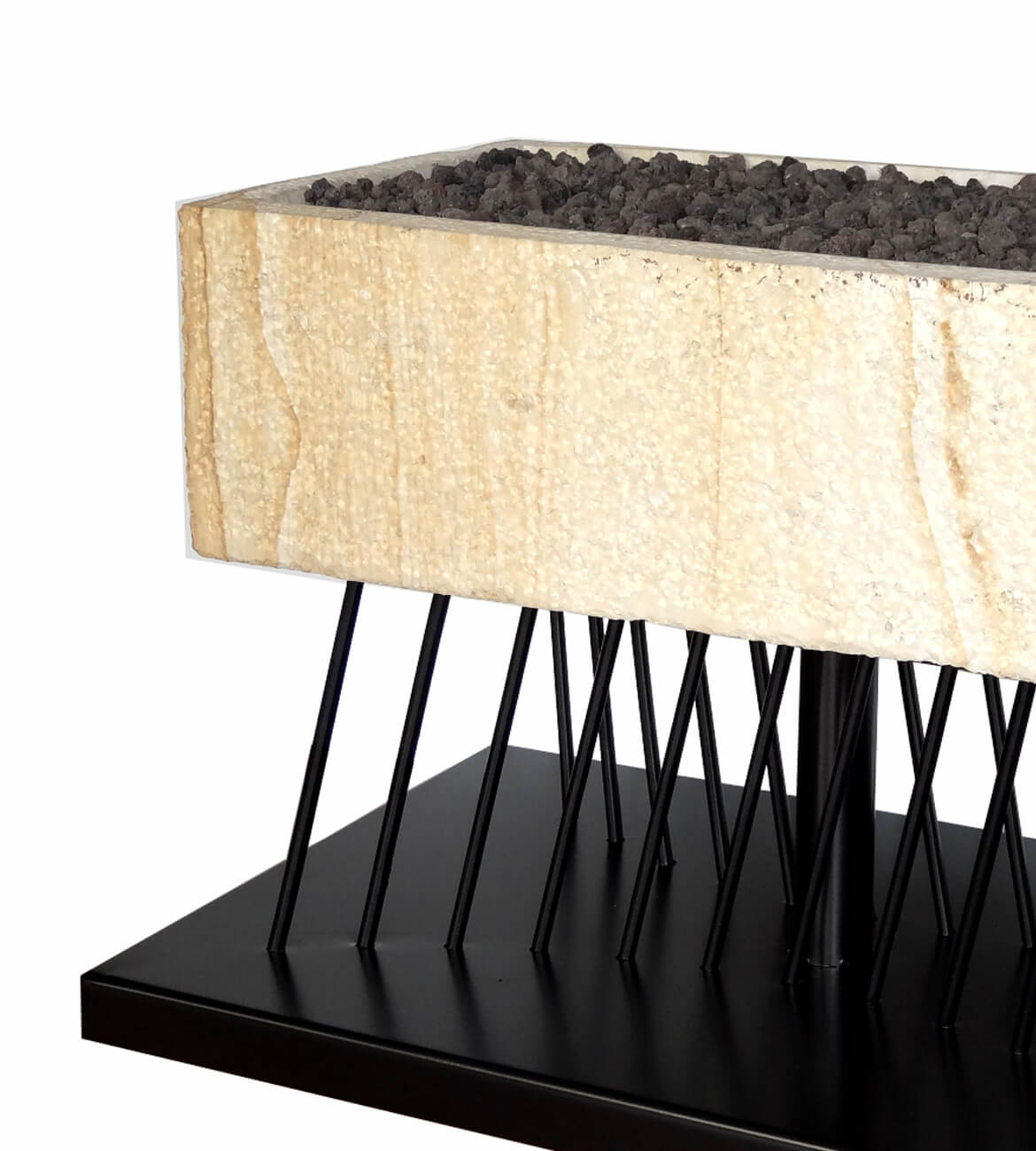 Chimenea Stone en espacio moderno - Diseño en piedra y minimalista bogotano